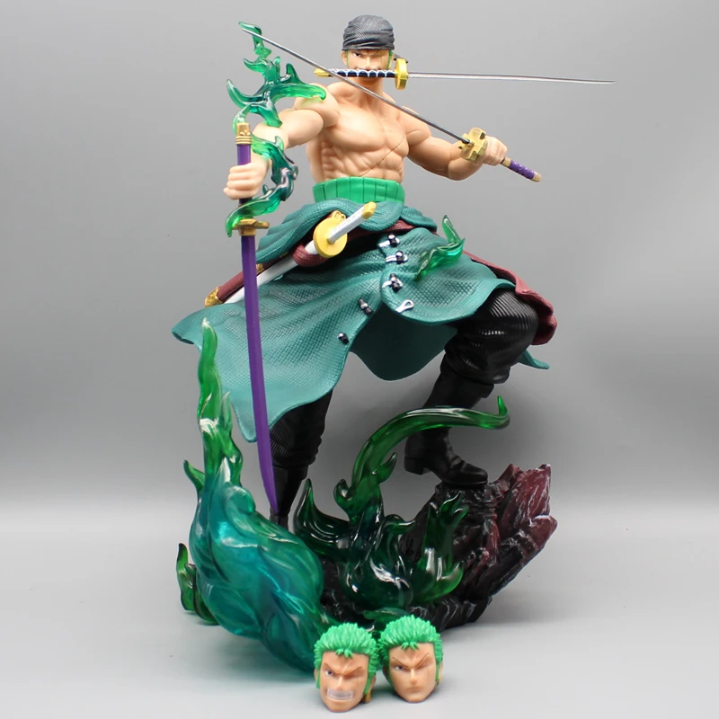 

31cm One Piece Anime Figurine Roronoa Zoro Action Figure 3 Replaceable Heads Free Shipping Exquisite Decoration Christmas Gift