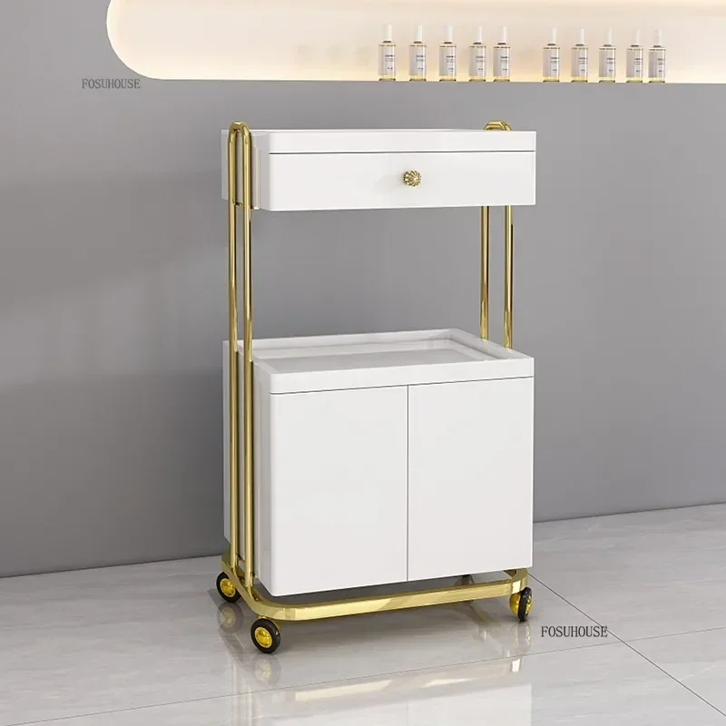Utility Beauty Salon Tattoo Trolley Barber Hair Salon Tool Trolleys Cosmetic Spa Furniture Auxiliary Storage Cart F