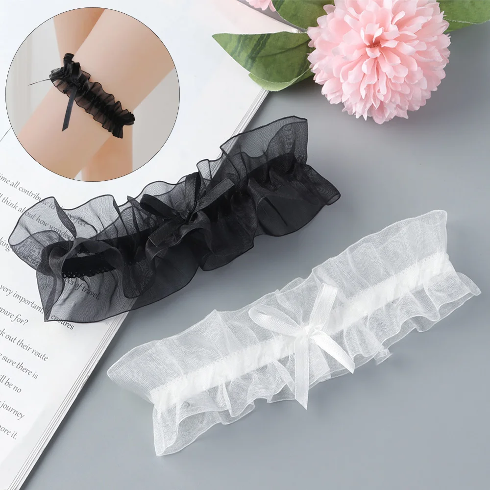 Garter Belt Womens Sexy Lace Bowknot Elastic Leg Ring Stocking Suspender Bride Cosplay Party Accessories 1PC
