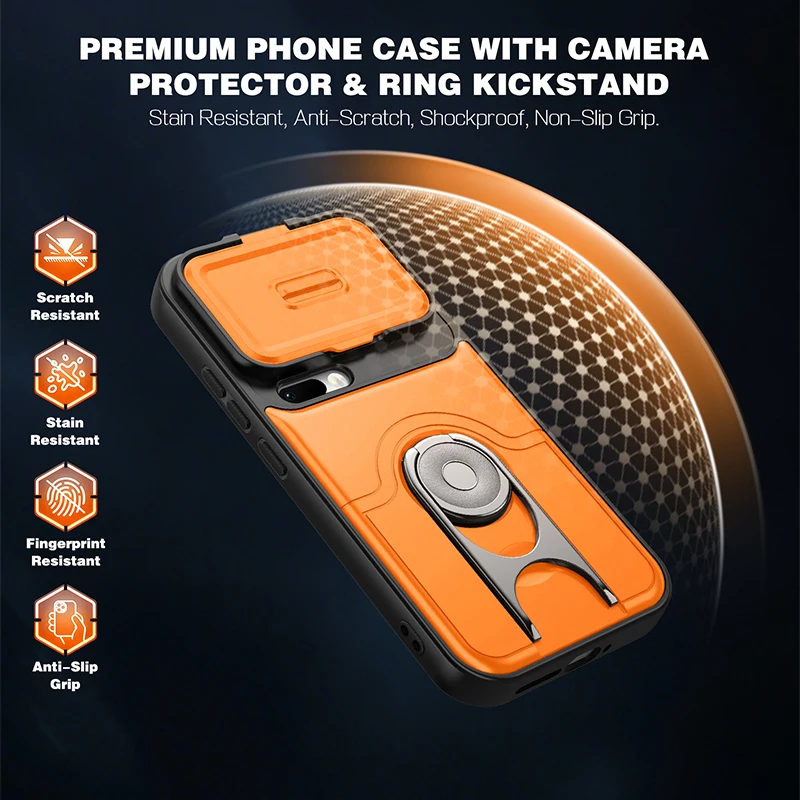 360° Rotating Dual Layer Phone Case with Slide Camera Cover