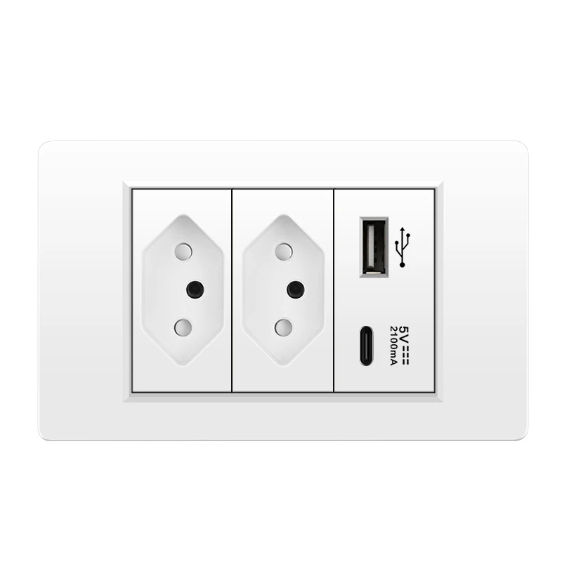 DELEFU Fireproof PC Painel 20A 118*72mm 5V 2.1A Tipo c USB Brasil