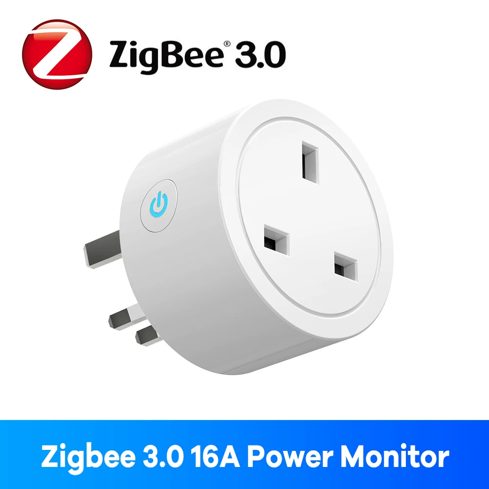 Zigbee tomada inteligente 16a uk soquete funciona com alexa google casa monitor de energia temporizador controle remoto para soquetes elétricos tuya app