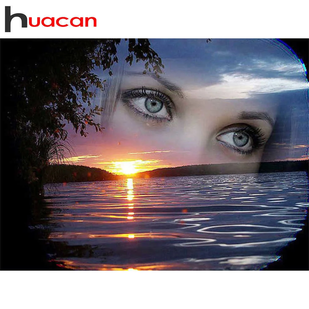 Huacan Diamond Painting Eyes Full Square/Round Mosaic Landscape Woman Diamond Embroidery Kit DIY Home Decoration diamond painting diamond painting accessories diamond painting sealer diamond painting stickers diamond painting pen diamond painting accessory box diamond painting coasters