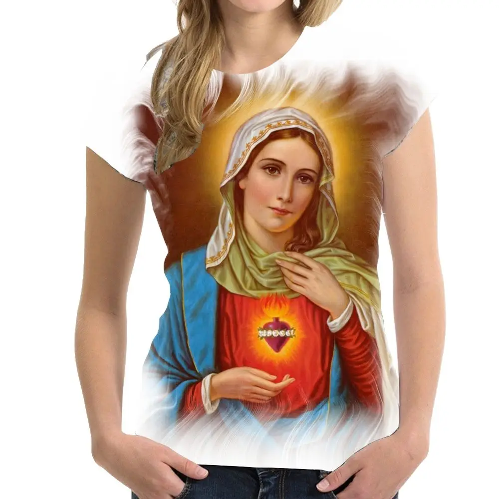 

Summer Tee Our Lady Of Guadalupe Virgin Mary The Madonna Religious Graphic T-Shirt Hip Hop Casual O-Neck Short Sleeve Unisex Top