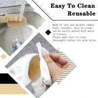 Kit d'outils de finition pour mastic en caoutchouc, outil de finition pour mastic silicone, spatule en caoutchouc réutilisable à long manche, outil de décapage de mastic mural 3