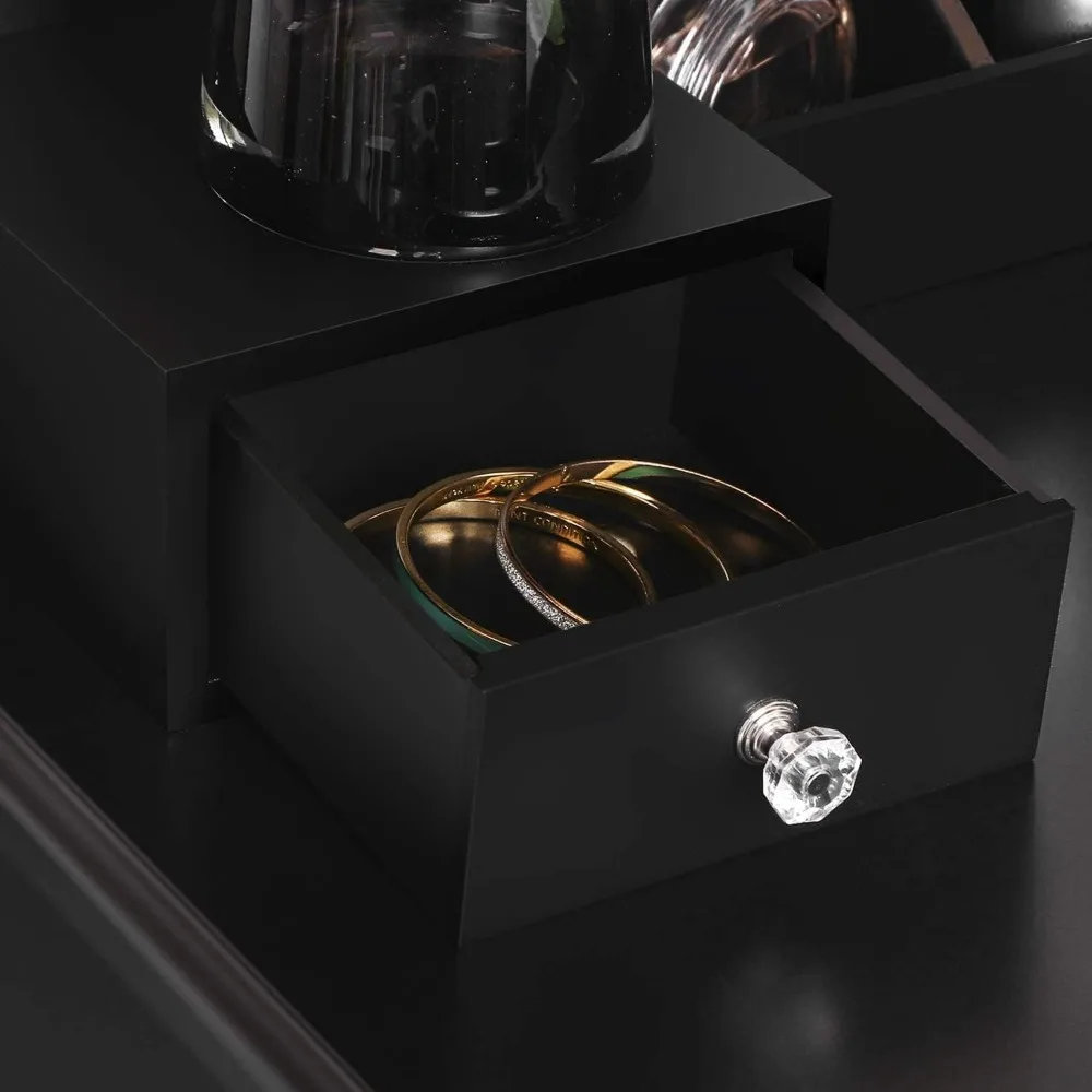 Vanity Set with Lighted Mirror Dimming, Touch Screen Switch & Cushioned Stool Dressing Table Makeup Vanity Makeup Table 6