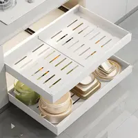 Pull Out Cabinet Organizer Expandable Slide Out Drawers Fixed With Adhesive Heavy Duty Roll Out Shelf Storage Easy Cleaning 2