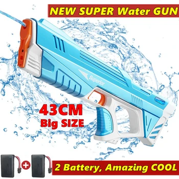 Full Automatic Electric Water Gun Toys 43cm Portable Children Adult Summer Beach Outdoor Fight Fantasy Toys for Boys Kids Game