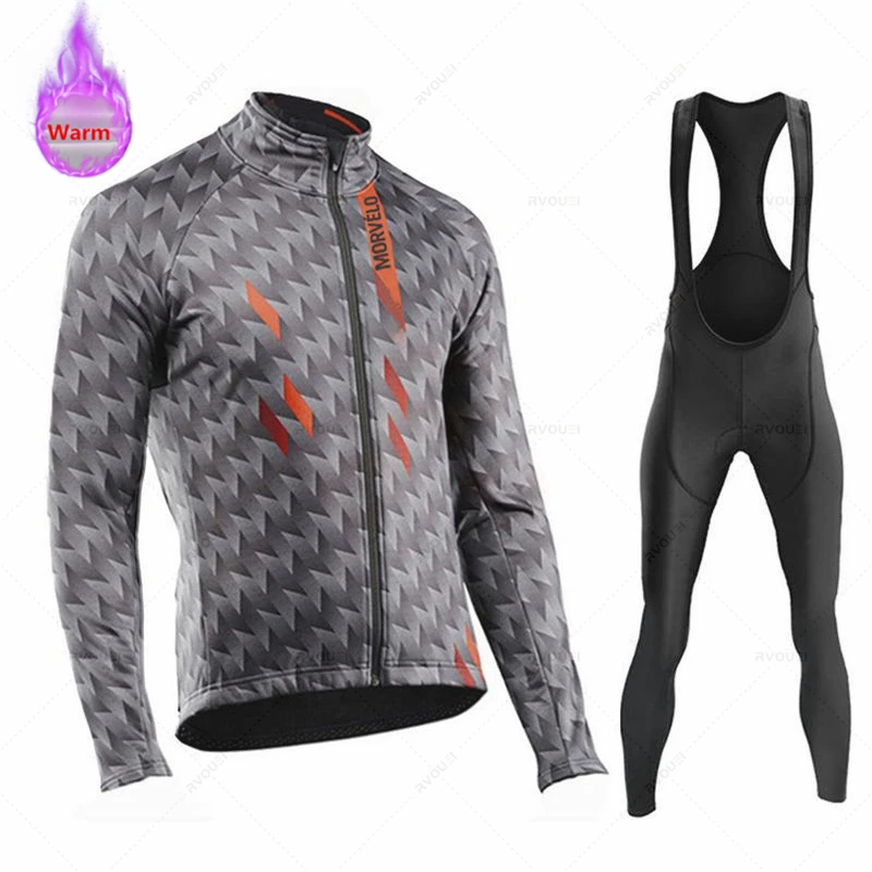 Men Winter Cycling Jersey Set Thermal Fleece Bicycle Clothing Road Bike Shirt MTB Uniform Ropa Ciclismo Warm Bib Pants