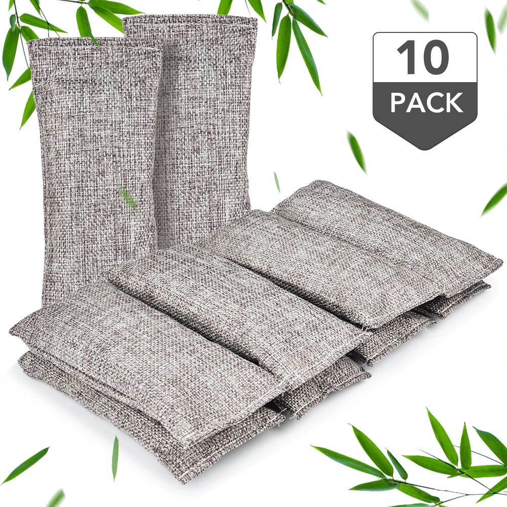 Bamboo Charcoal Air Purifier 10pcs Natural Bamboo Charcoal Bags Air Purifying Activated Charcoal Odor Absorber for Room Closet Car