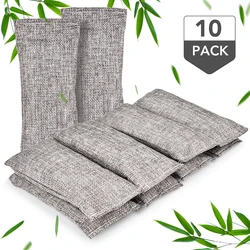 Natural Bamboo Charcoal Odor Eliminator - 10 Pack Air Purifying and Moisture Absorbing Bags - 10pcs