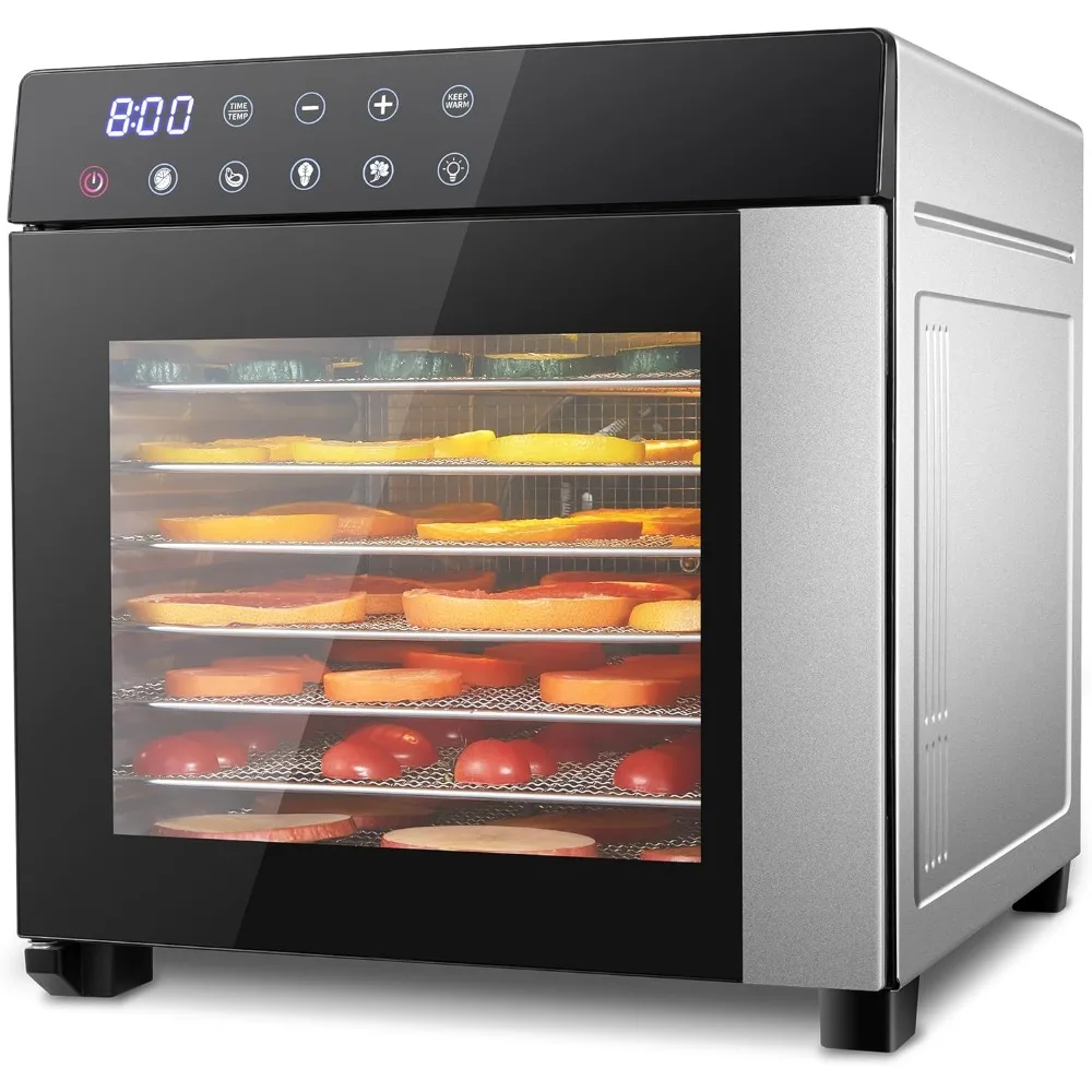 Food Dehydrator Machine 25QT, 8 Trays Stainless Steel Dehydrator Machine, Large Capacity Dehydrators
