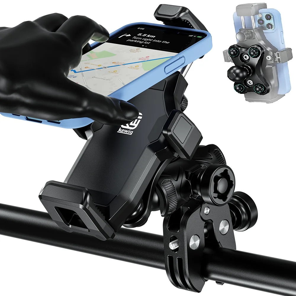 

Anti-Vibration Motorcycle Phone Holder 1" Ball Handlebar Stem Phone Holder Anti-Theft 360°Rotation Fits for 4.7"-7.2" Cellphones