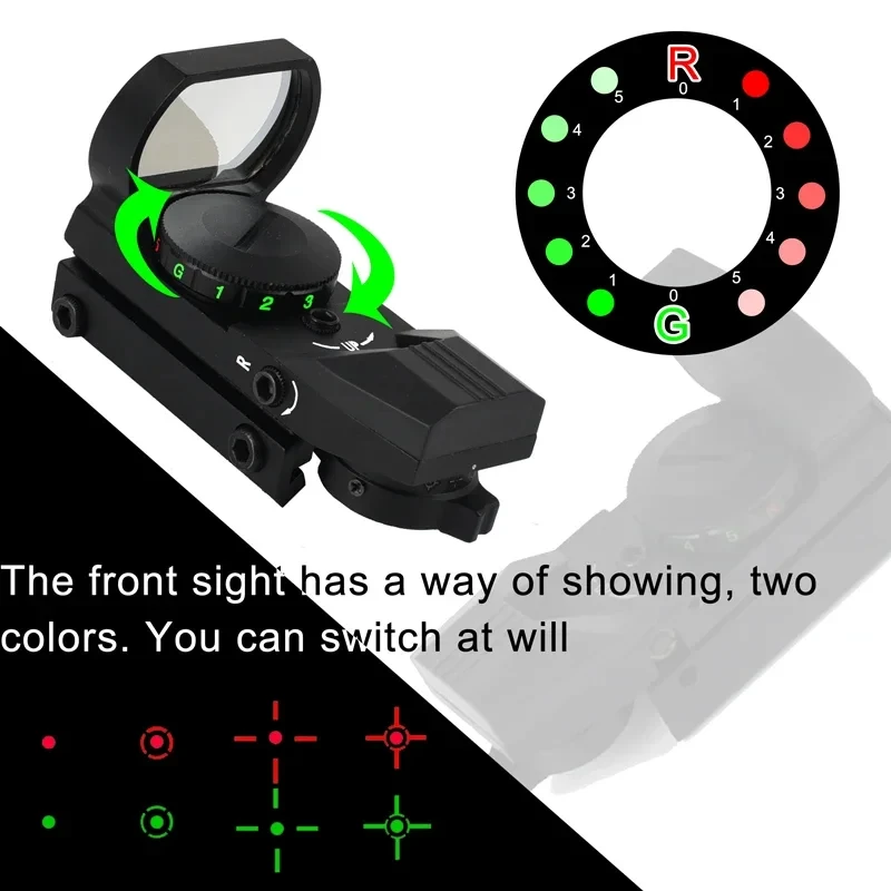 Tactical Riflescope Hunting Holographic Scope Compact Red and Green Dot Sight Adjustable Aiming Optical Reflection HD101 11-22mm