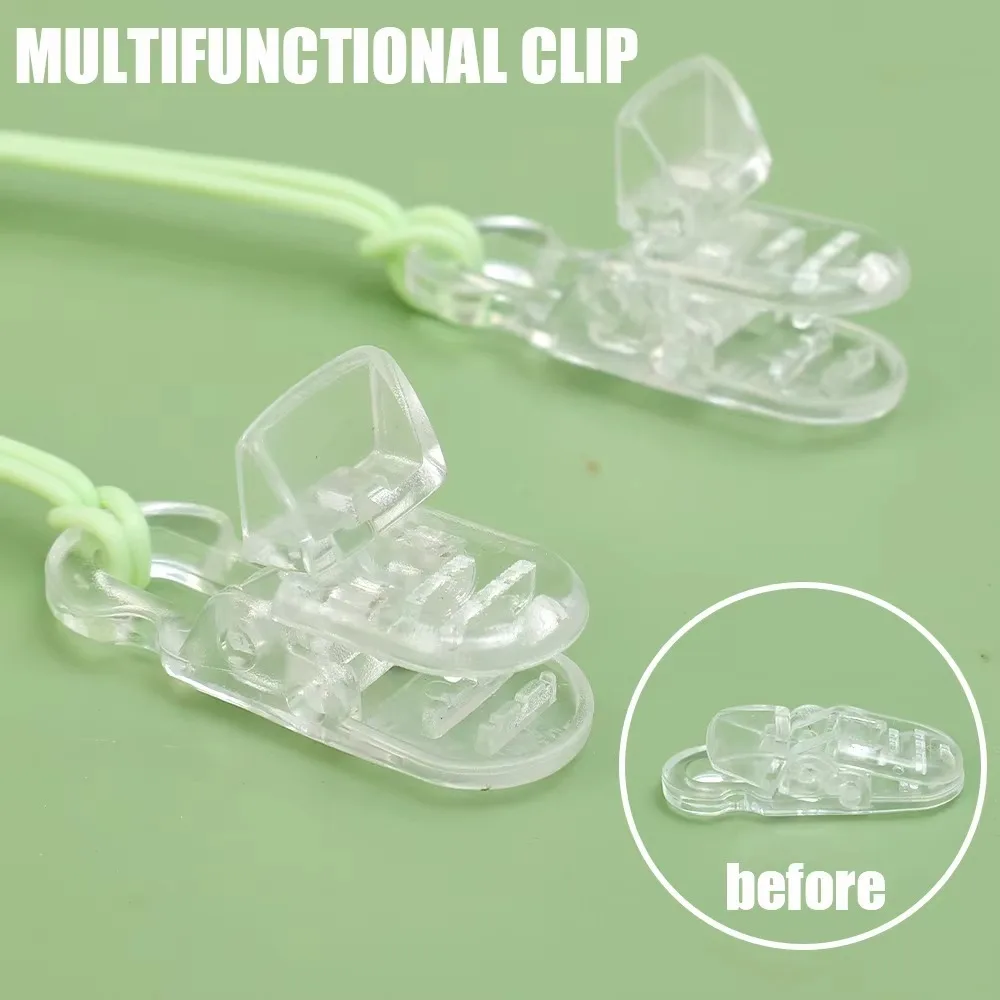 Adjustable Neck Strap Napkin Clip Lanyard Anti-dirty Bib Clip Cartoon Bear Design Hanging Neck Rope Baby