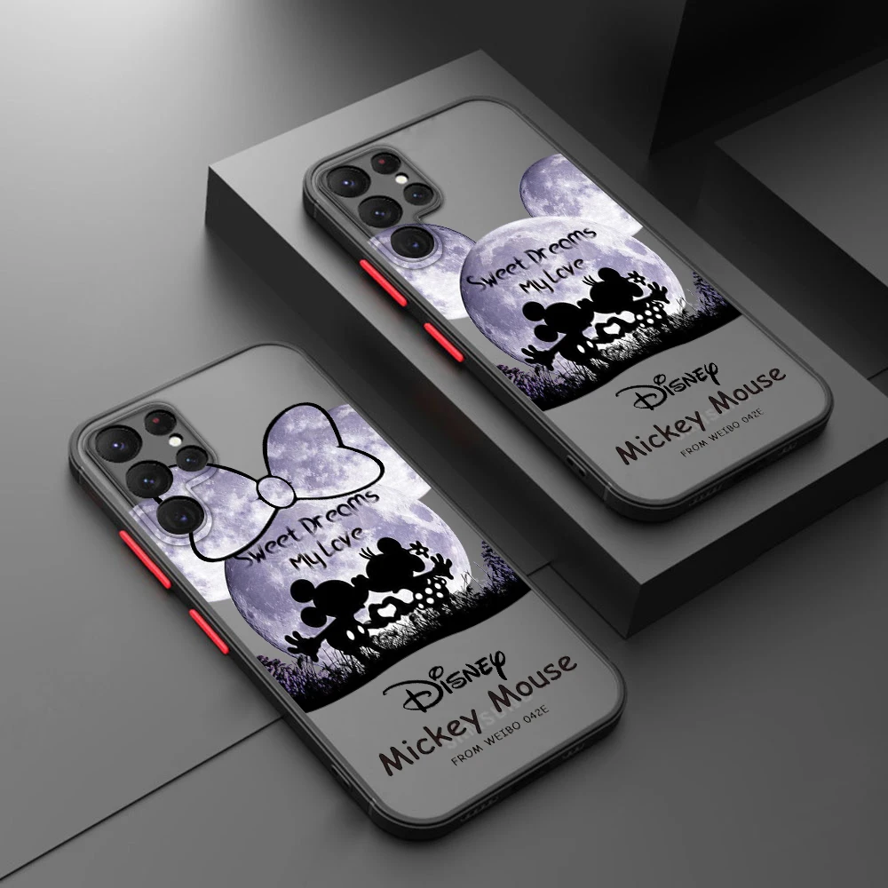 Disney Mickey White Moonlight Per Samsung Galaxy S23 S22 S21 S20 Fe Ultra Plus S10 Lite 5G Custodia Per Telefono Traslucida Smerigliata