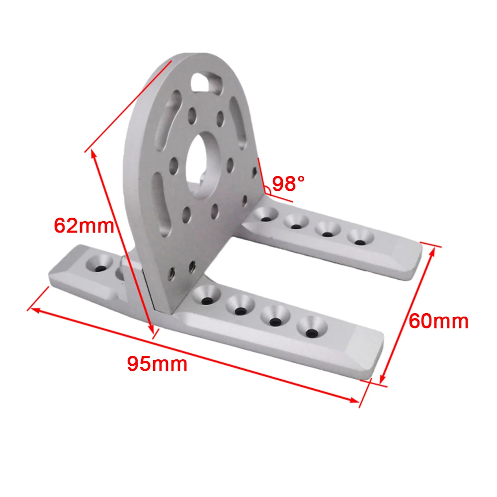 Support moteur 56mm pour RC, finition aluminium anodisé, détails des trous de montage