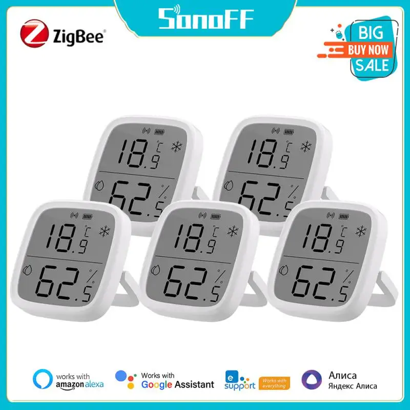 

Датчик температуры и влажности SONOFF, 1-5 шт., Zigbee, монитор SNZB-02P/02D/02, комплекты автоматизации умного дома с поддержкой eWeLink Alexa Google