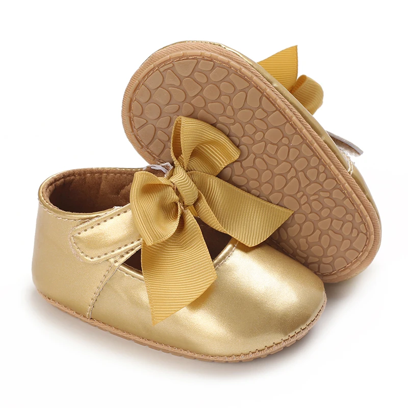 Spring Fashion Newborn Golden Baby Shoes Non Slip Cloth Bottom Girl Shoes Elegant Breathable Casual Baby First Walking Shoes 3
