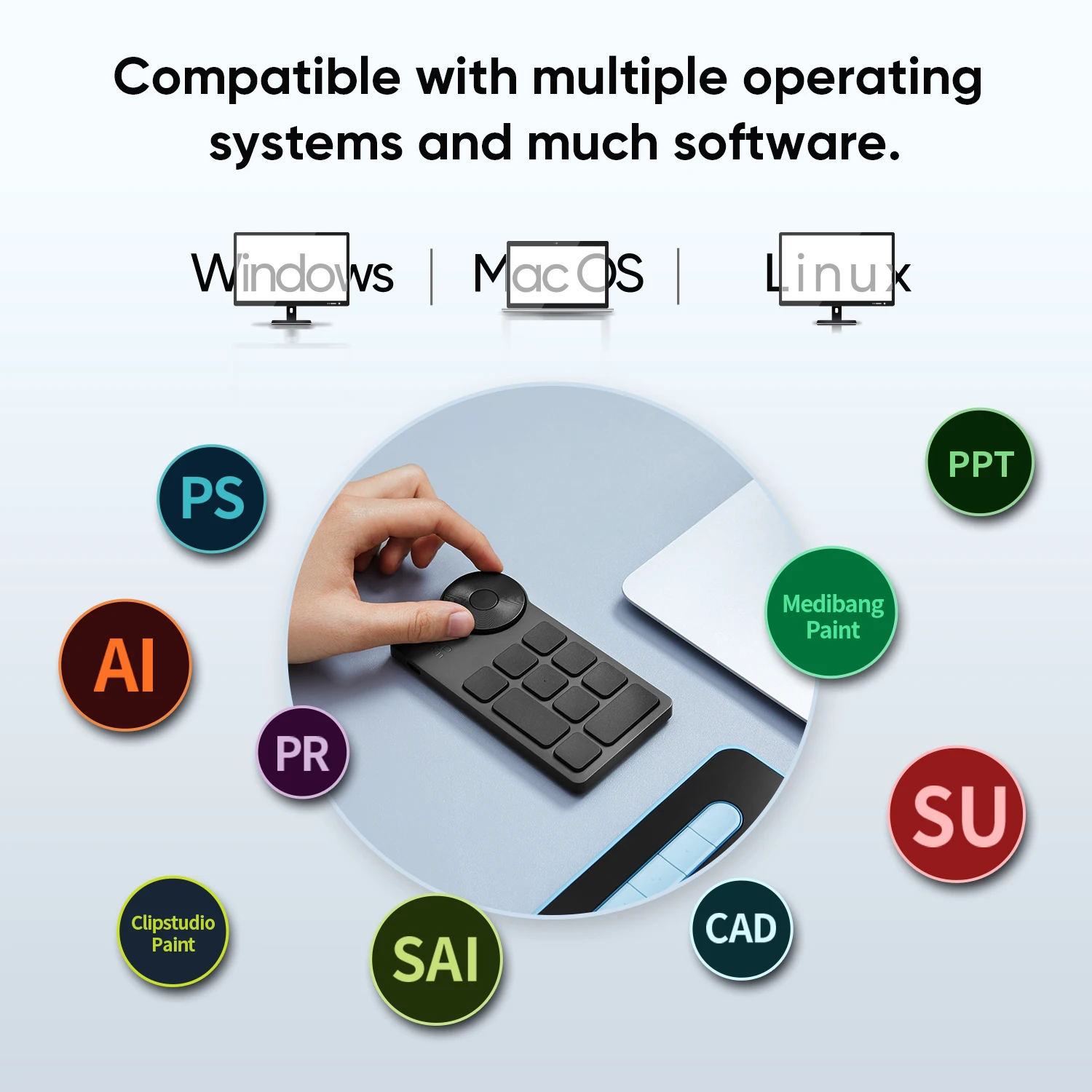 Electronics Tablets XPPen ACK05 Wireless Shortcut Remote 10 Customized Shortcut Keys Portable Bluetooth Keyboard For Win I.1104379320 Macro Keypad