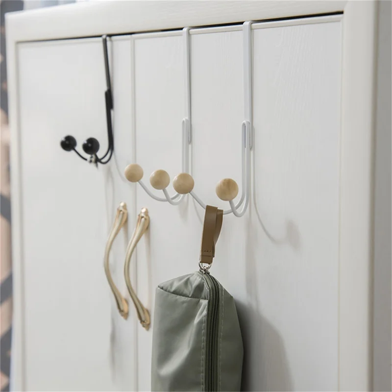 Double Hanger Hooks Over The Door Free Punching For Hanging Hats Bags Holder Tie Scarf Key Hook Clothes Coats Rack Towel Shelf door hook