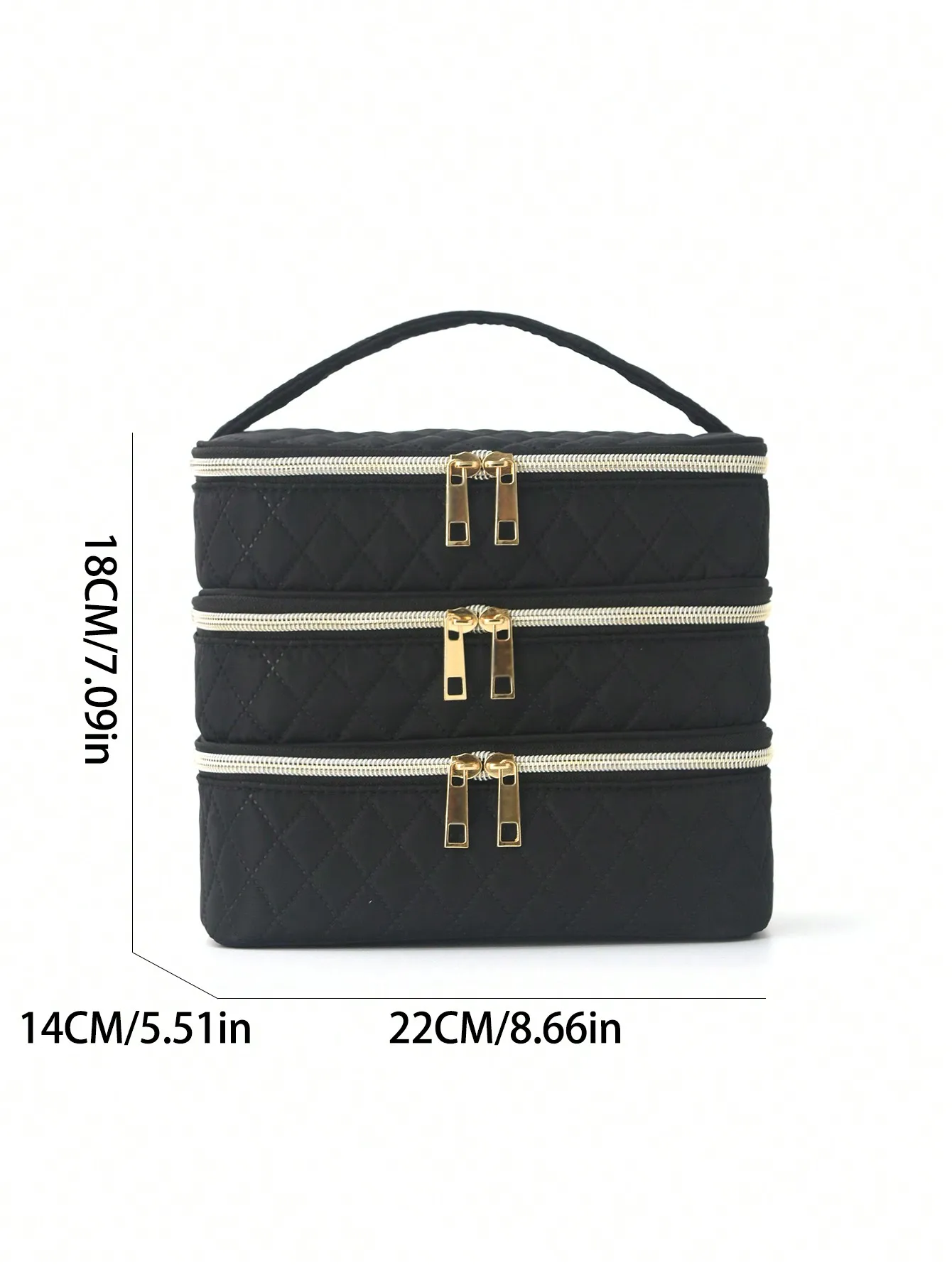 3 Layer Large Capacity Cosmetic Bag Quilted Multifunctional Portable Handbag for Women College Students Travel Dormitory 2