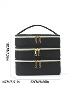 3 Layer Large Capacity Cosmetic Bag Quilted Multifunctional Portable Handbag for Women College Students Travel Dormitory 2