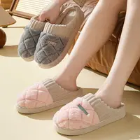 Cotton slippers for women in winter, thick soled, quiet, non slip, warm indoor, plush slippers for men in autumn and winter 2