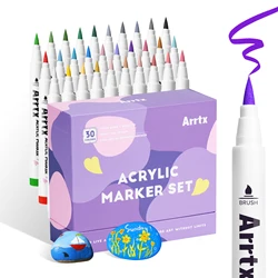 Vibrant Acrylic Paint Marker Brush Tip Pens (30 Pastel Set A)