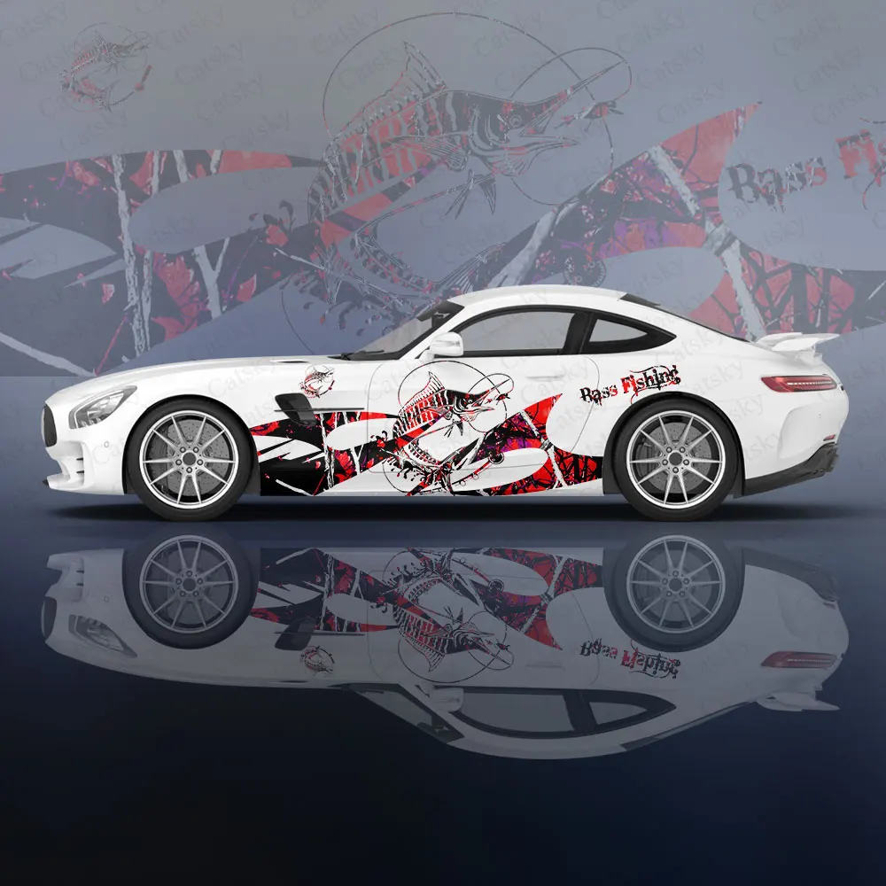 

Fish vintage design car stickers universal big car stickers painted stickers left and right side graphic painful car stickers