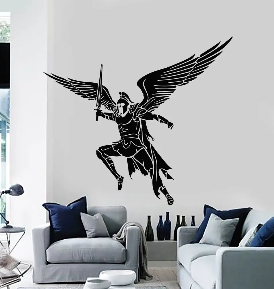 Decalcomania Da Parete In Vinile Spartan Legion Warrior With Wings Sword Sticker Murale Home Decor Wall Sticker Soggiorno Camera Da Letto Art Sticker1