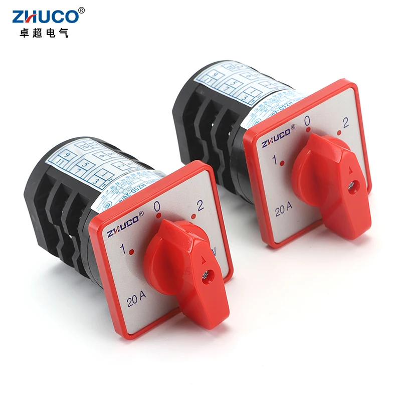 Zhuco Hz5d20 M05 M06 20a 4kw Polos 12 Parafusos Interruptor de Transferência Reversível do Motor de Indução Dois Interruptor de Came de Três Pólos de Tensão