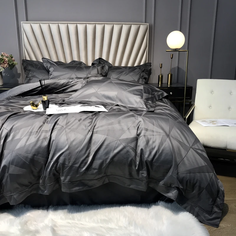 

2023 four-piece bedding simple cotton double household bed sheet quilt cover embroidered twill comfortable bedding gray color