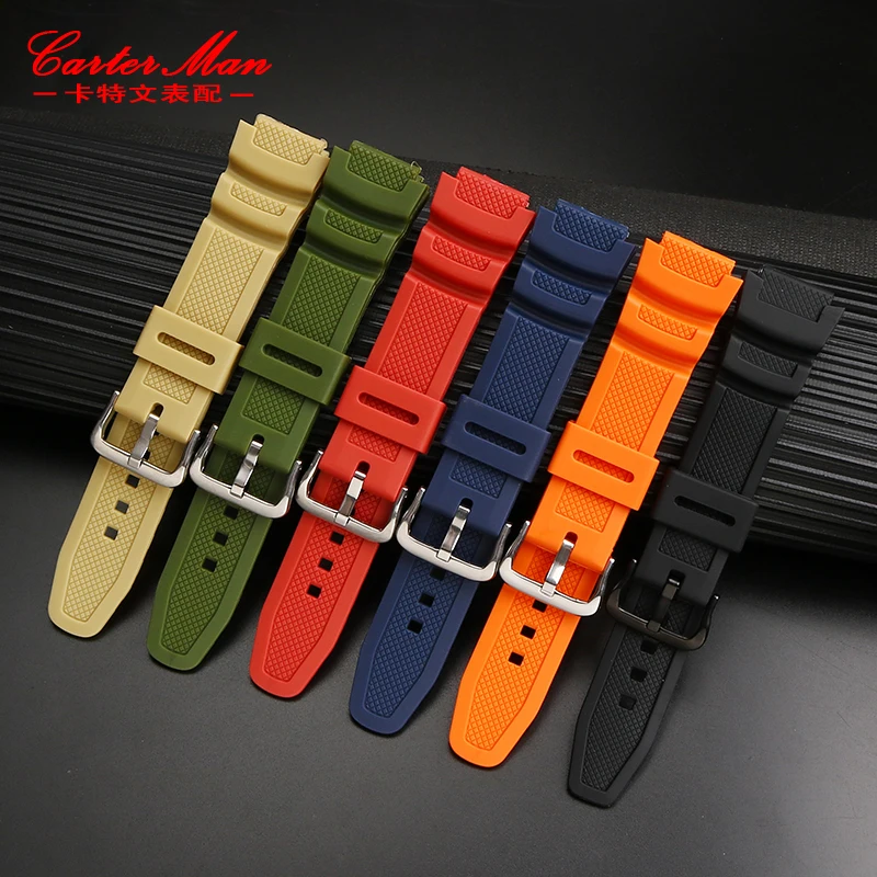 Cinturino In Silicone Per Cinturino Casio Sgw-500H 400 Ae-1200 1000W Mrw-200 Cinturino In Gomma Resina 18Mm Cinturino Convesso