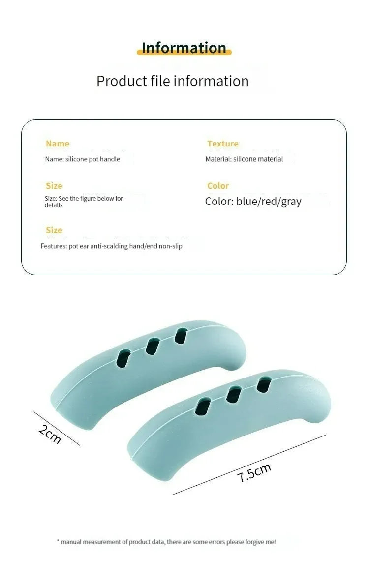 Description Picture 2 of item2Pcs Silicone Anti Scalding Handle Oven Casserole Ear Pot Pan Heat Insulation Holder Gloves Kitchen Tools Bowl Holder Clips