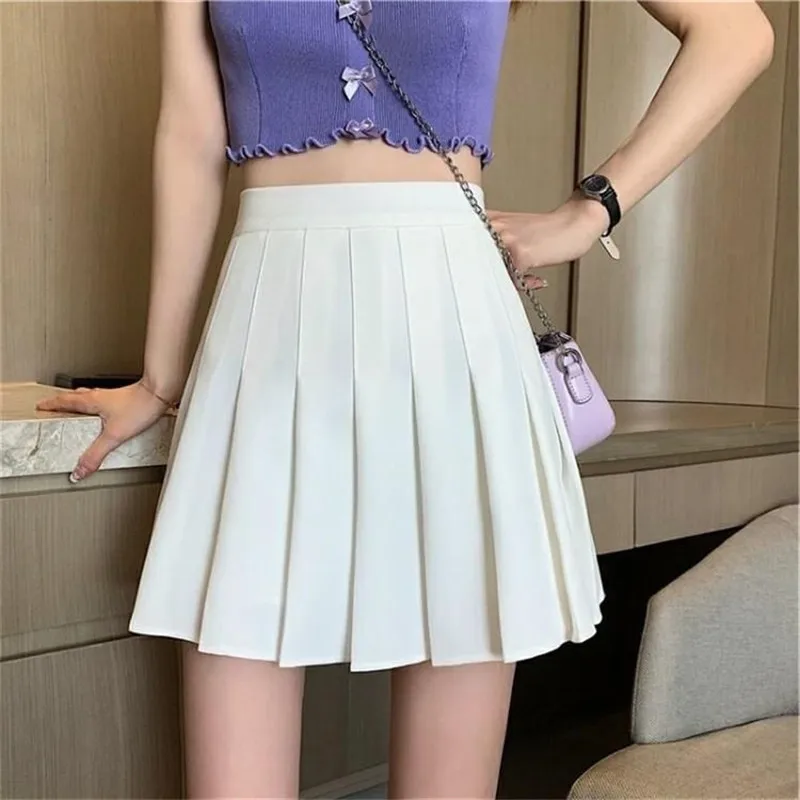 Spring and Summer Half-Length Pleated Skirts for Women High Waist Slim College Style Sexy Mini Short Skirts Female A-Line Skirt skater skirt