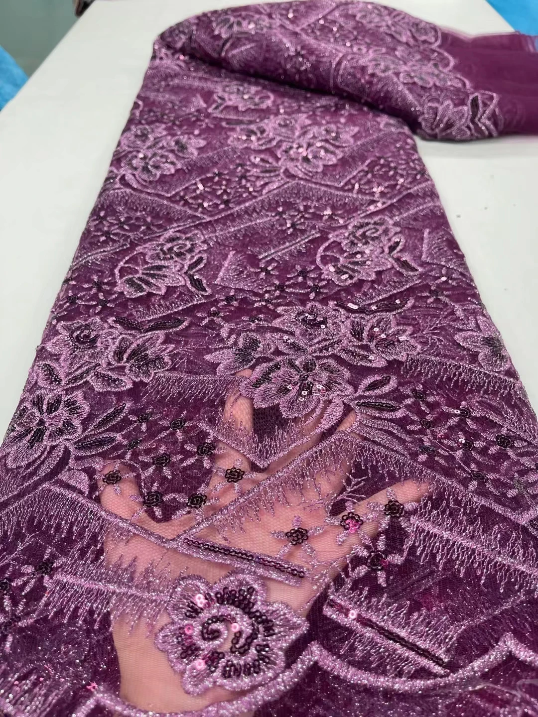 

2023 Высококачественная африканская кружевная ткань с блестками, французская сетчатая вышивка, тюль, кружевная ткань для нигерийского свадебного платья, PR2305