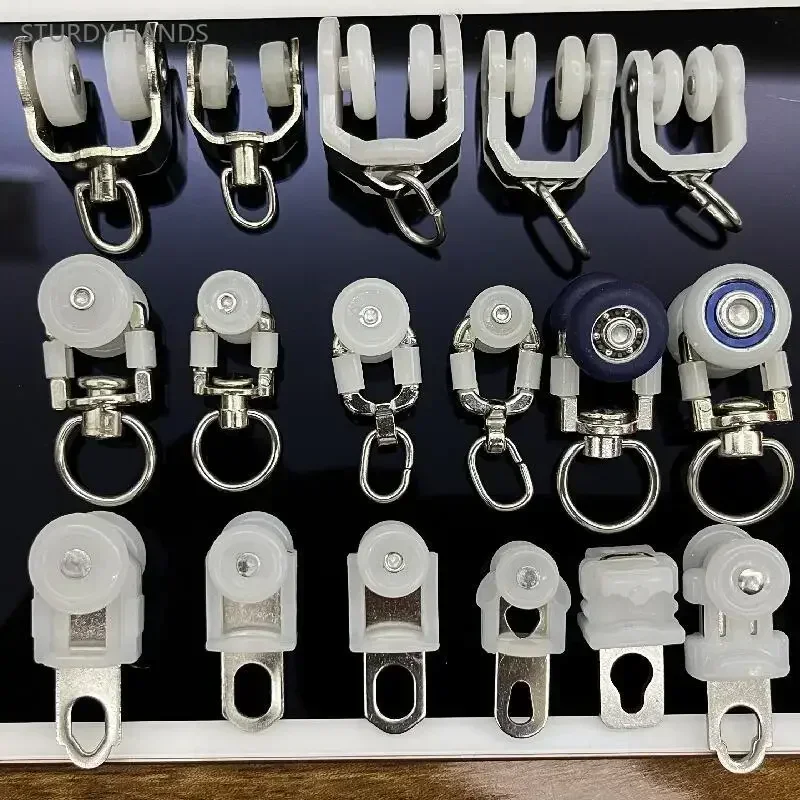 30PCS plastic curtain track pulley stainless steel metal pulley curtain hook wheel window decoration hardware accessories curtain hooks curtain clip curtain track bracket