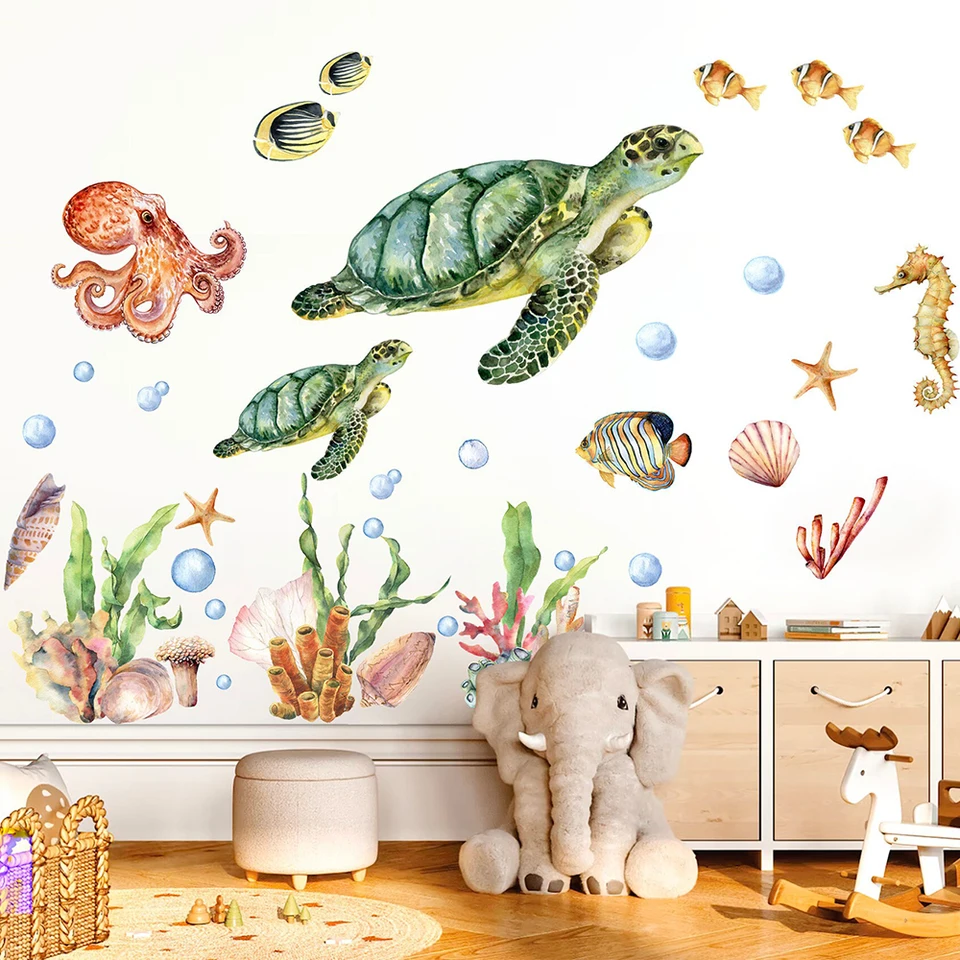 Adesivo Murale Kiwistar Con Tartaruga - 6 Dimensioni, Decorazione Parete Per Soggiorno, Camera, Cucina, Bagno