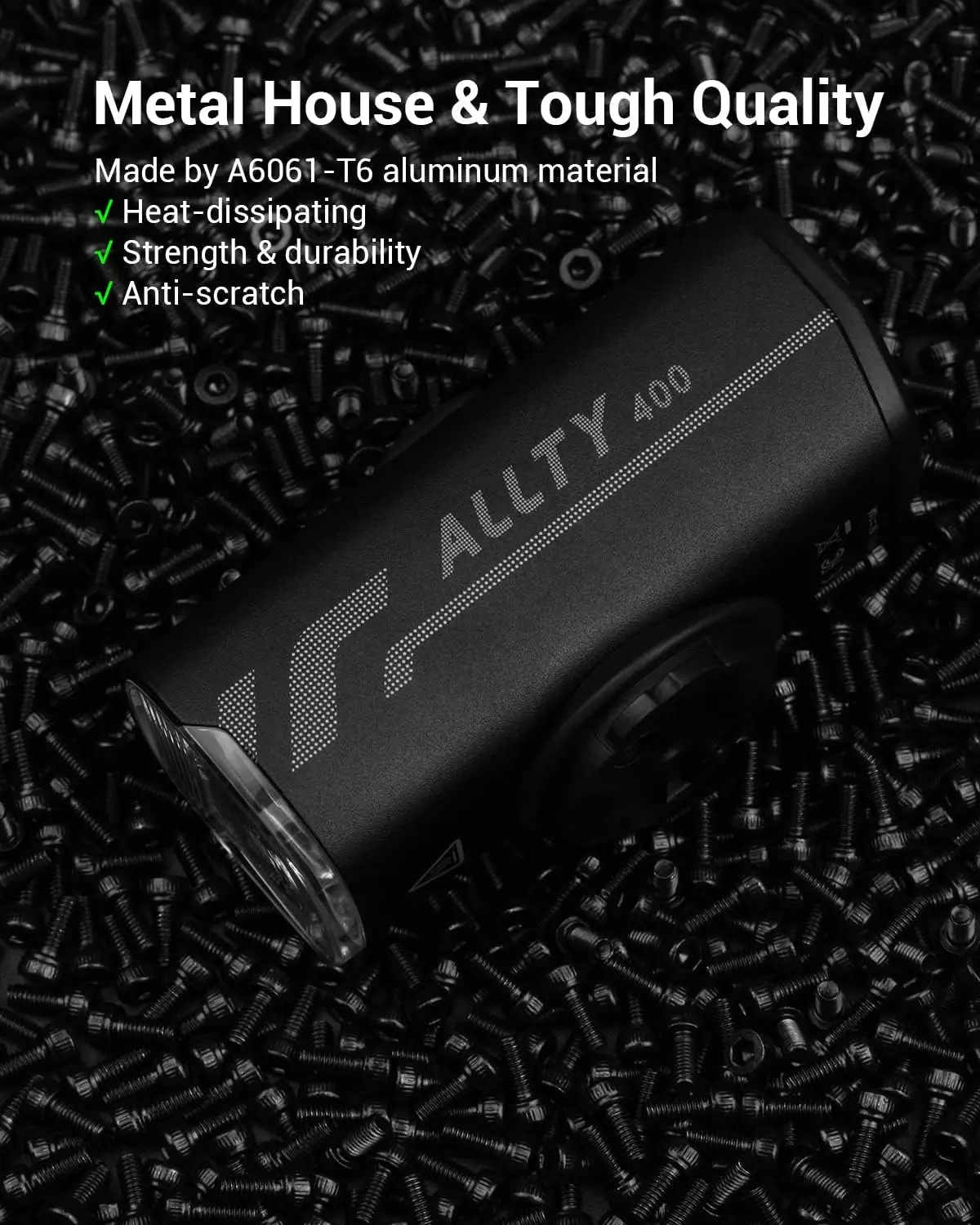 ALLTY 400 Road Bike Light, USB Type-C Rechargeable,Powerful Bike Headlight Compatible with: Mountain, Kids, Street
