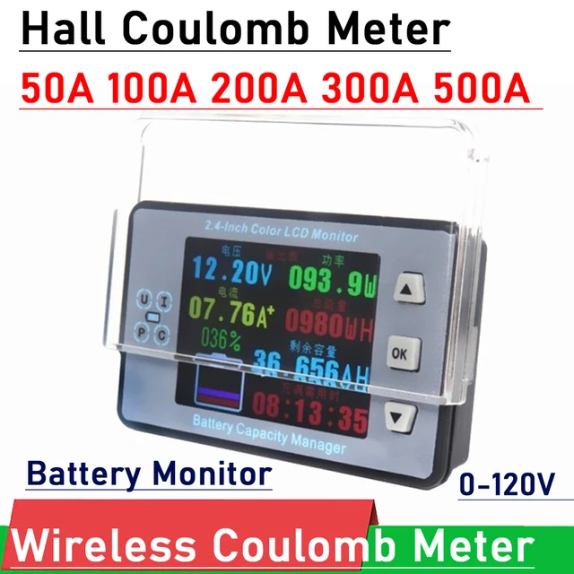 Battery Monitor Hall Coulomb Meter DC 8-100V 100A - 400A Lifepo4 lead-acid  Li-ion lithium capacity power display 12V 24V 36V 48V