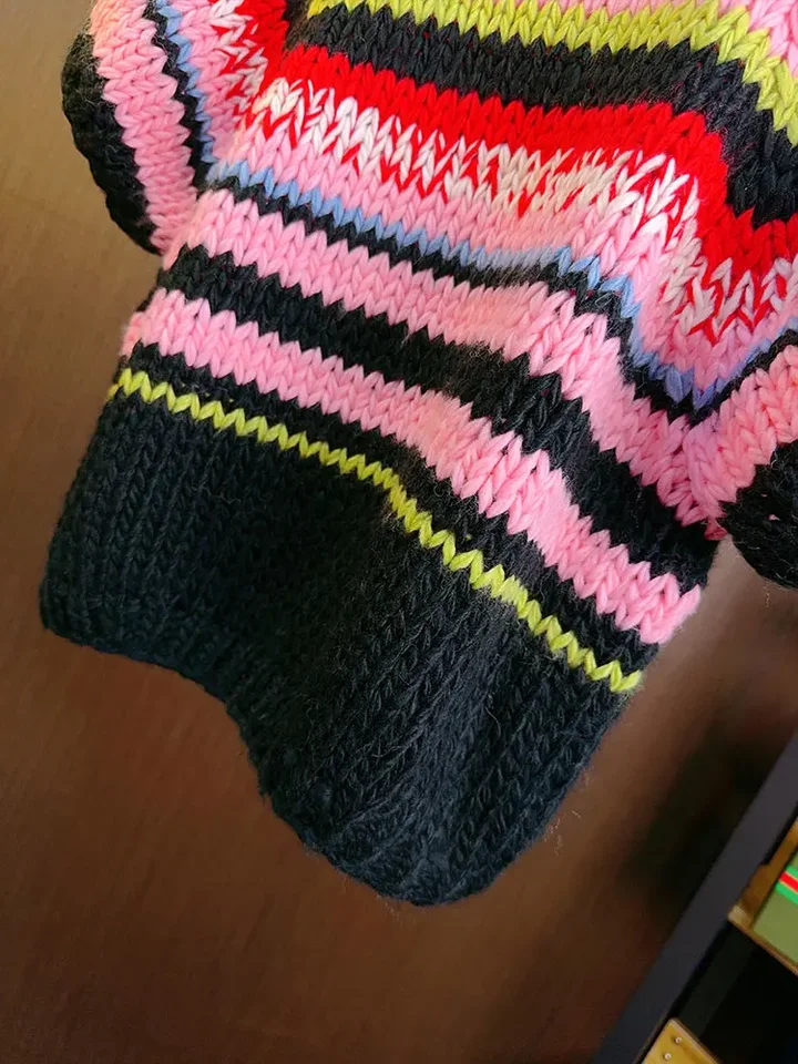 Maglione Donna A Righe Arcobaleno, Maniche Lunghe, Colori Contrastanti, Streetwear Autunno Inverno, Verde, Taglia S
