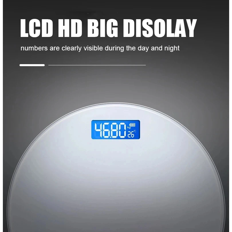 Round Electronic LED Digital Display Weight Floor Smart Balance Body Home Bathroom Scale_voghion.com