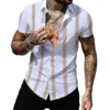 Striped Colorful Shirt Fashion Casual Outdoor Designer Street Party Men's High Quality Button T-shirt Short Sleeve Shirt 2023 1