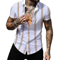 Striped Colorful Shirt Fashion Casual Outdoor Designer Street Party Men's High Quality Button T-shirt Short Sleeve Shirt 2023 1