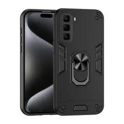 Armor Protective Case with Camera Lens Guard and Magnetic Ring Holder for Hot 50 4G (HR360 - Black)