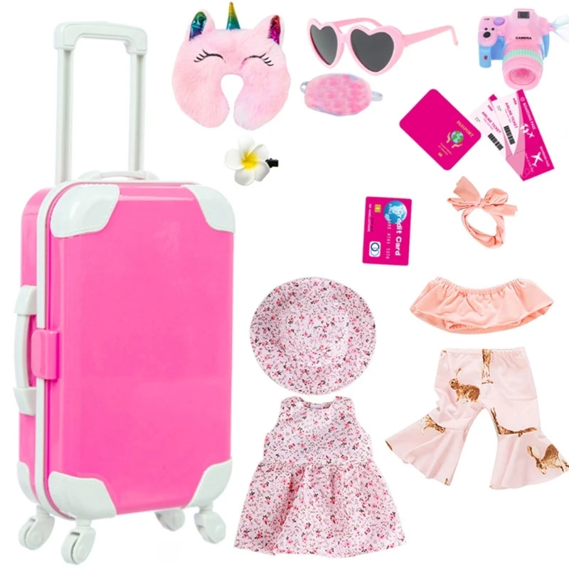 

Детские аксессуары для кукол для ролевых игр, дорожный чемодан с подушкой, принадлежности для вечеринок для девочек