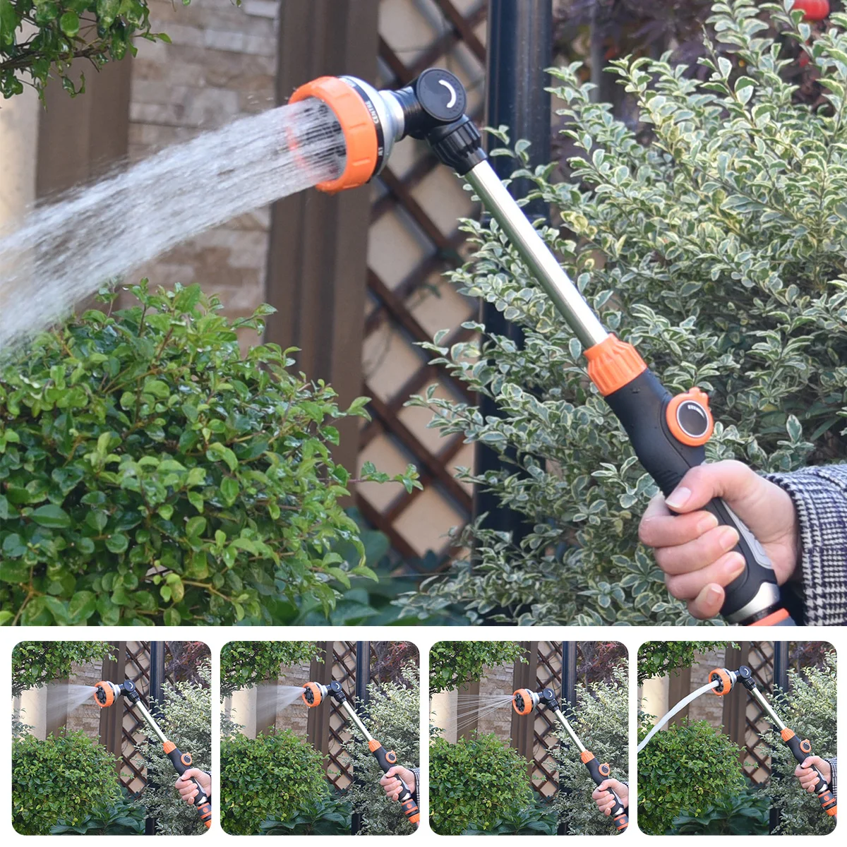 47cm Water Sprayer Nozzle Long Rod Garden Sprinkler with Adjustable Head 8 Spray Modes High Pressure Irrigation Hose Nozzle 5