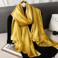 Foulard Silk Scarf Shawls Lady Bufanda Elegant Solid Scarves Women Sping Pashmina Hijab Wraps Female Beach Stoles 2024 Luxury 3