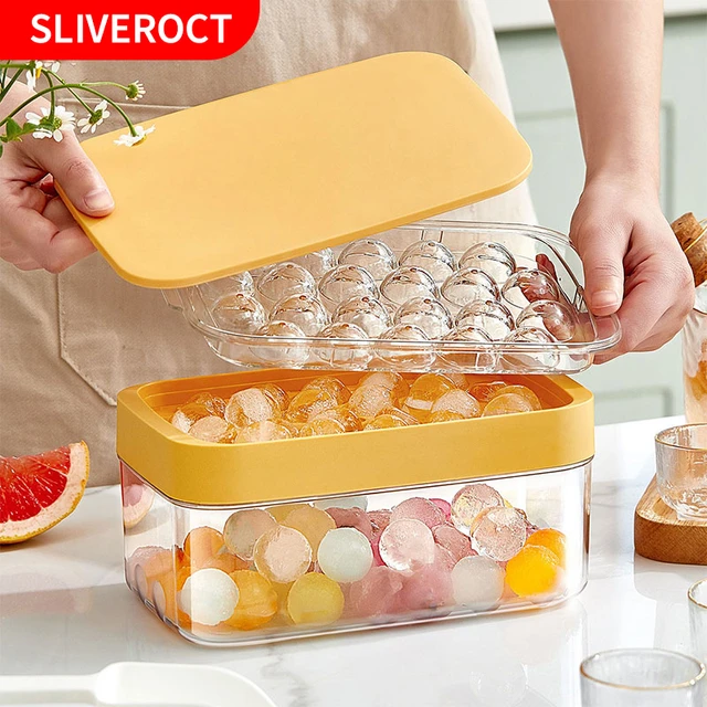 Round Ice Cube Tray With Storage Box Quick Demould Ice Cube Moulds